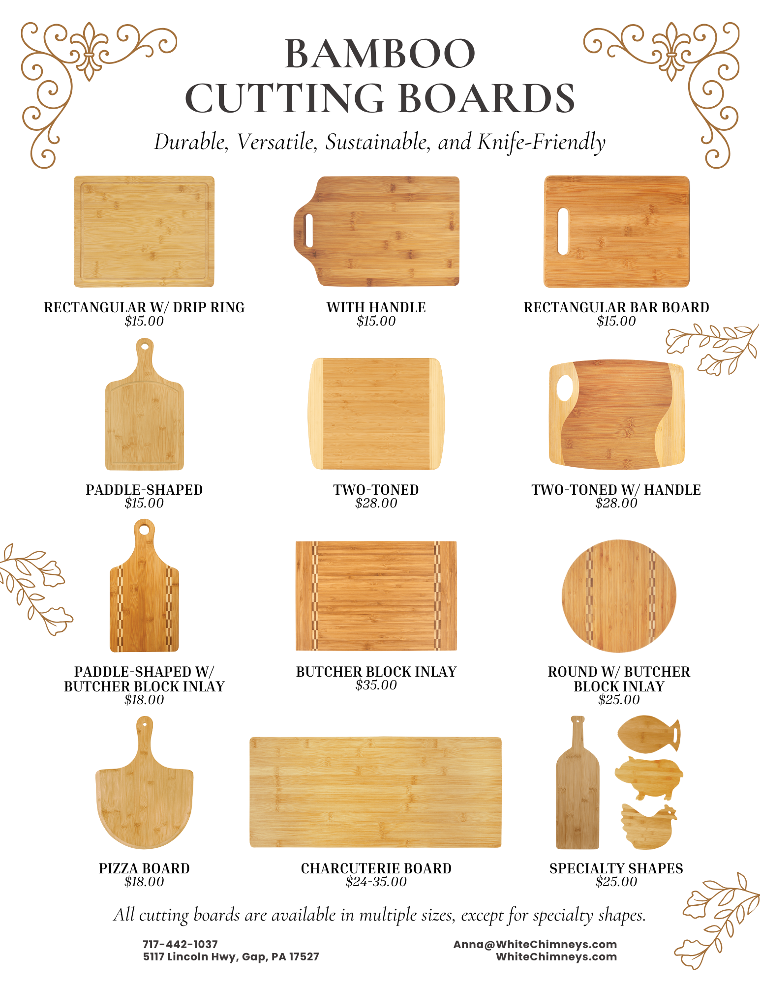Bamboo Cutting Boards Catalog Page