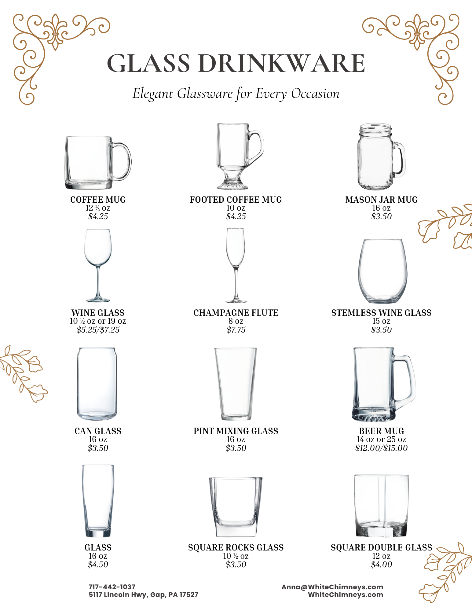 Glass Drinkware Catalog Page